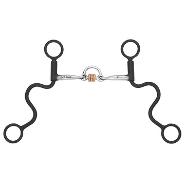 BAR H EQUINE Western Antique Cavalry Shank Bit with Copper Roller Mouthpiece